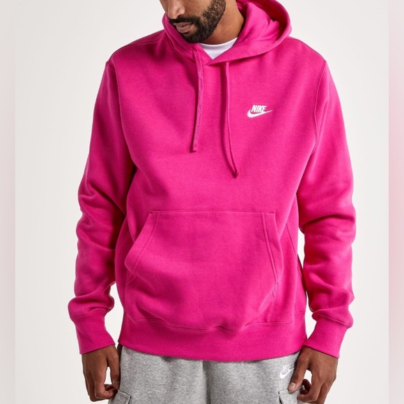 Nike Men's Sportswear Club Fleece Hoodie Active Bright Pink BV2654-621, Size XL - Picture 1 of 8